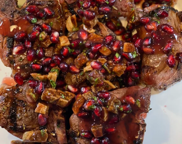 Grilled lamb chops with pomegranate and fig salsa