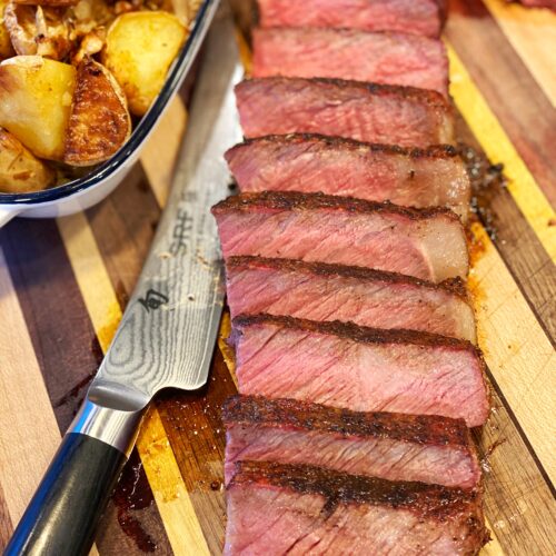 Reverse seared New York Strip steak