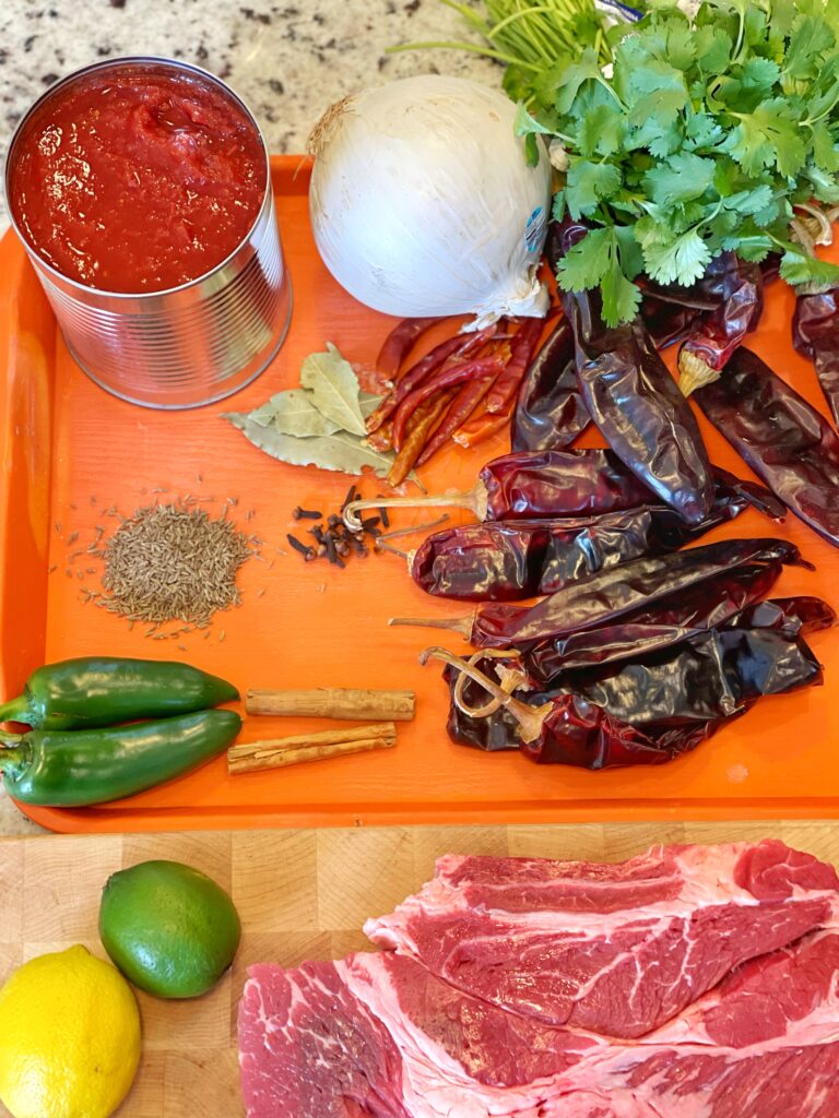 Ingredients for Tacos de Birria