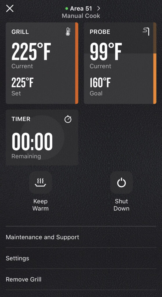 Using Traeger's Wifire app to monitor my cook. 