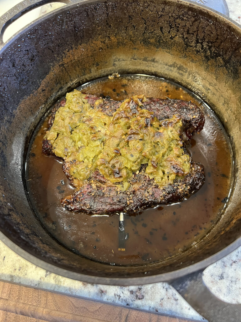 Colorado pot roast in the pan