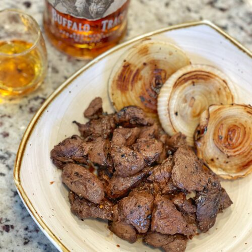 finished bourbon steak tips