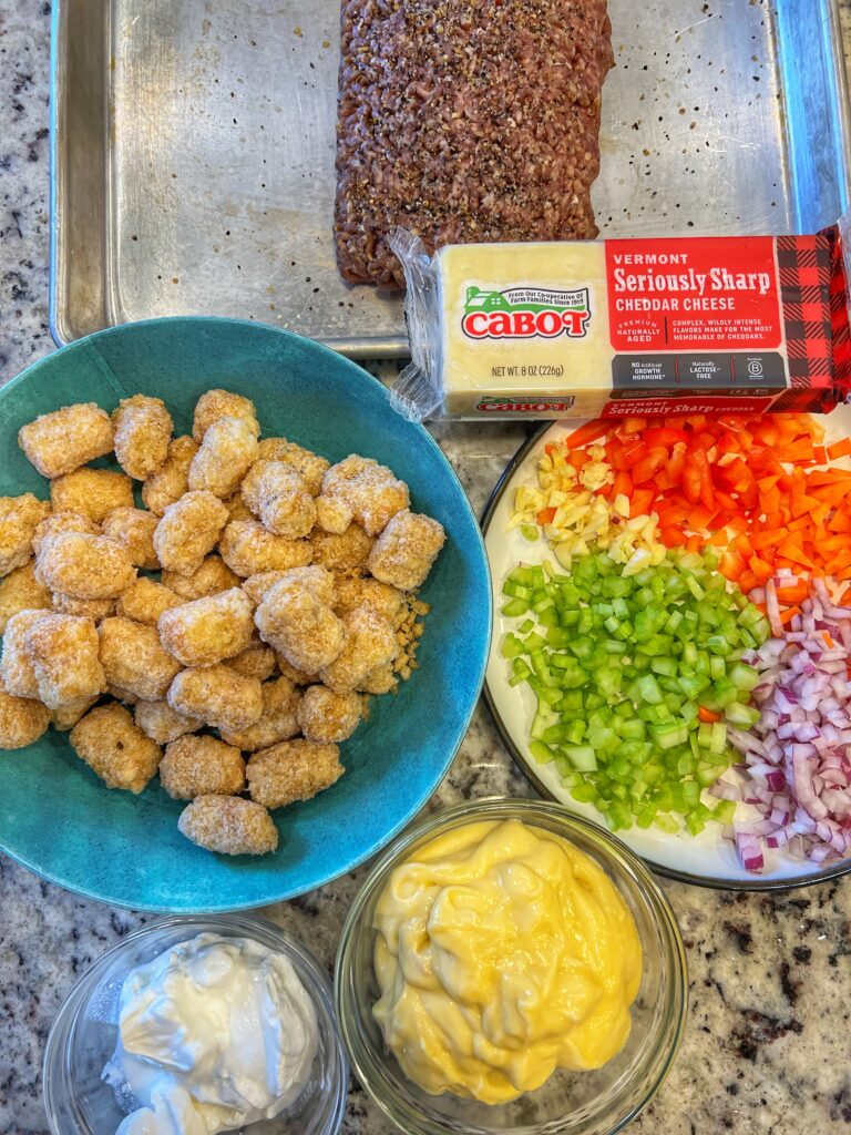 Cheesy tater tot casserole ingredients