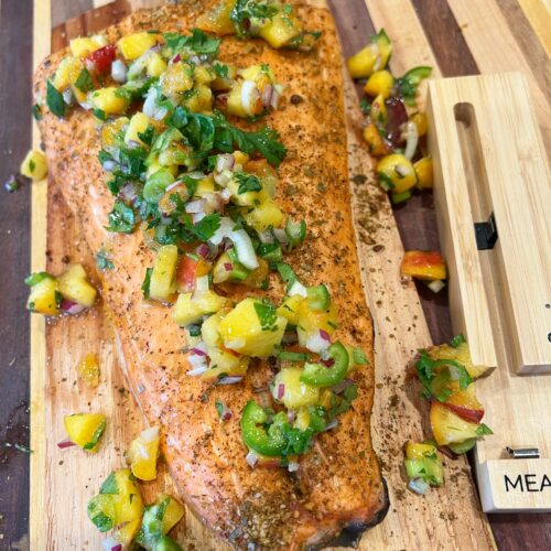 Salmon with salsa ready to serve