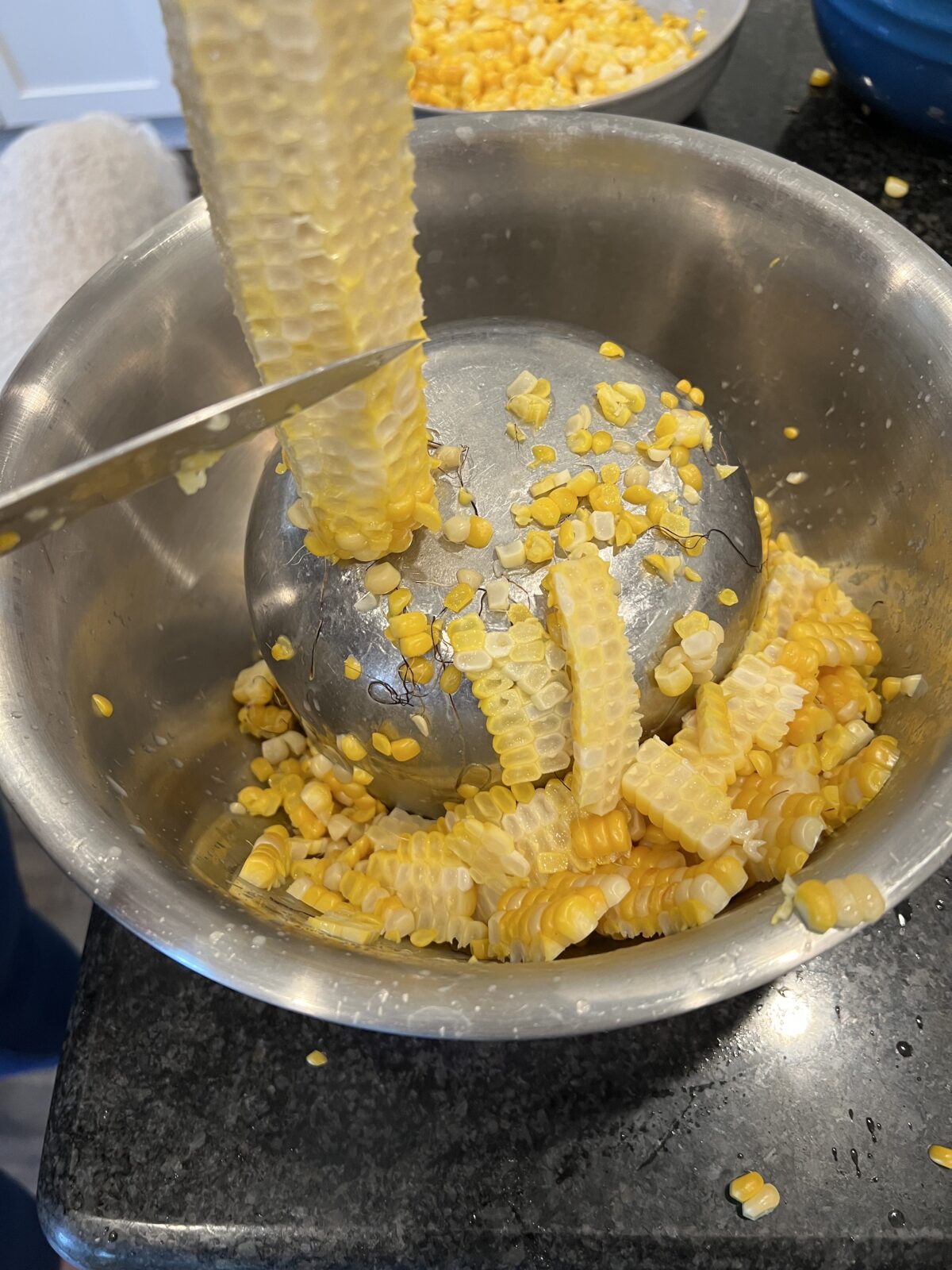 A handy way to cut corn off the cob