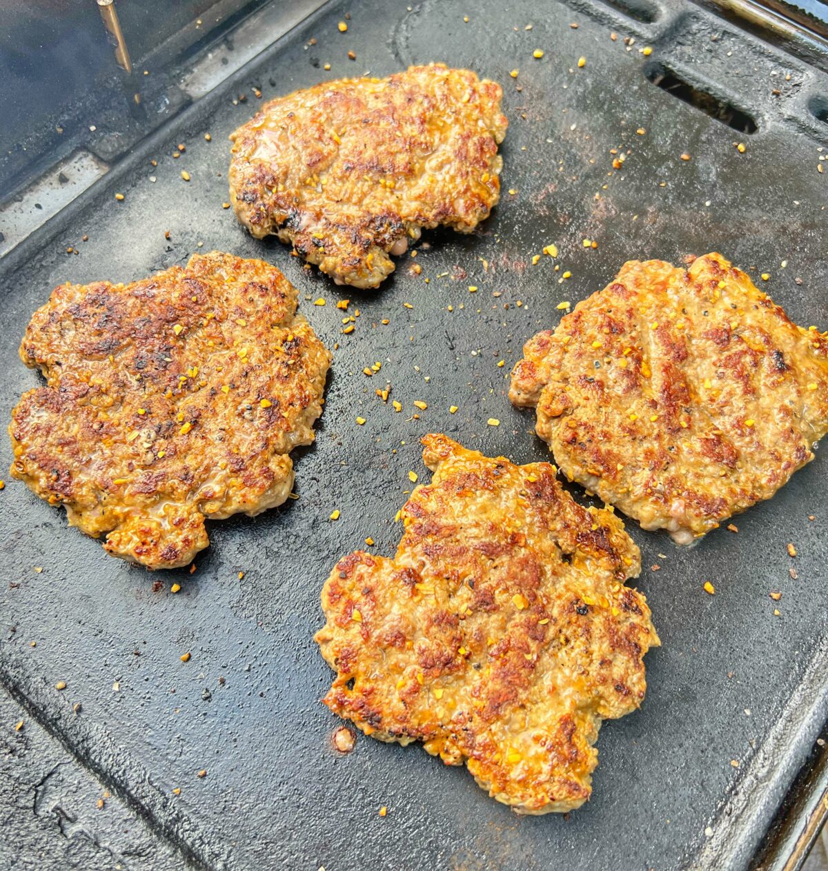 Burger patties on the grill