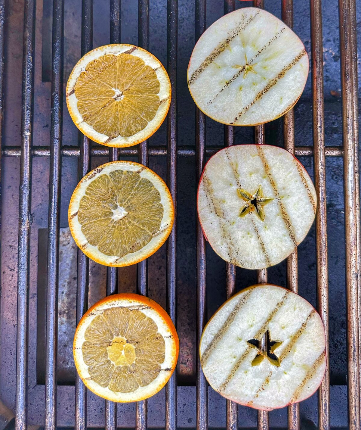 Fruit on the grill for garnish