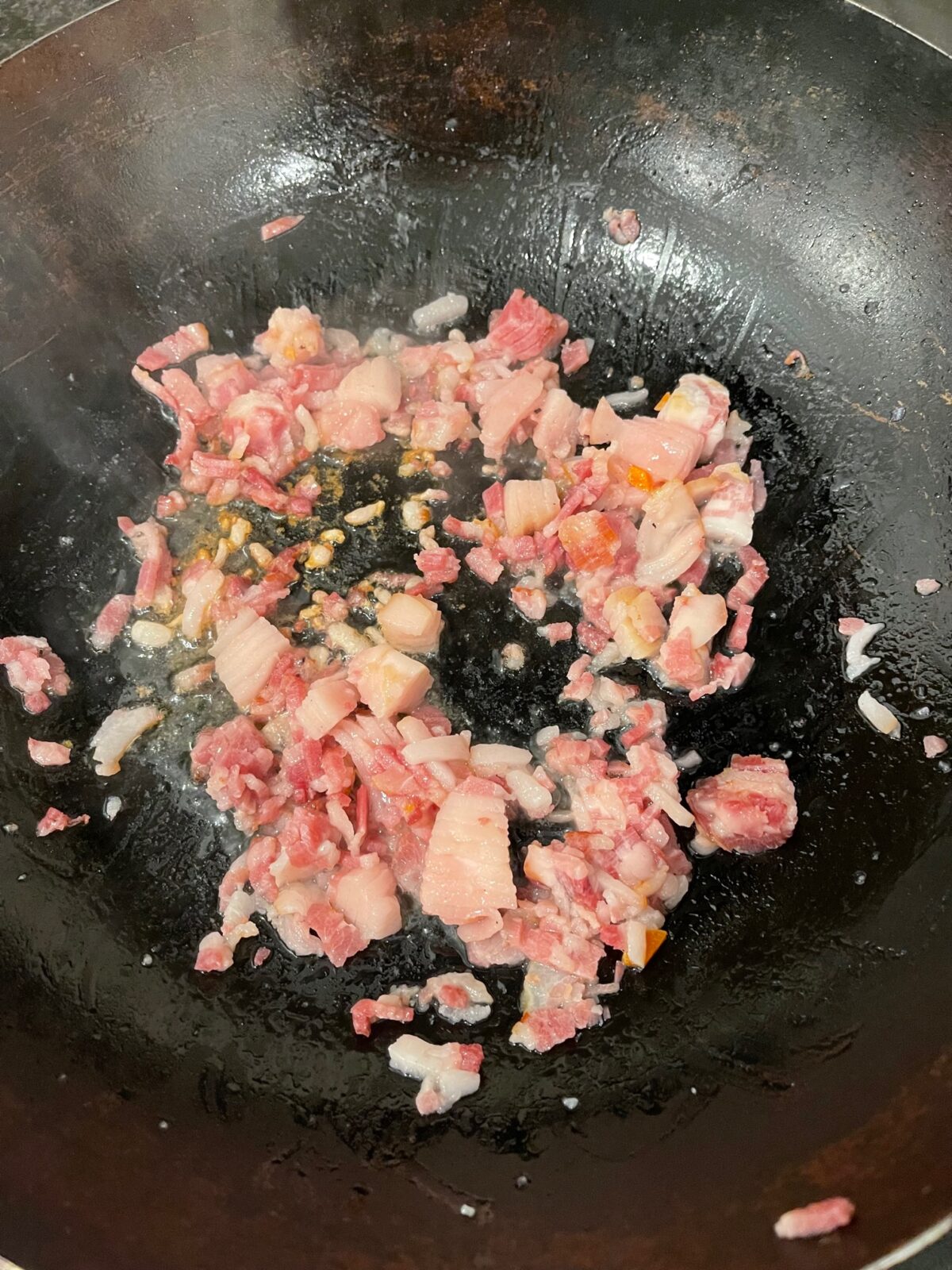 Bacon in the wok