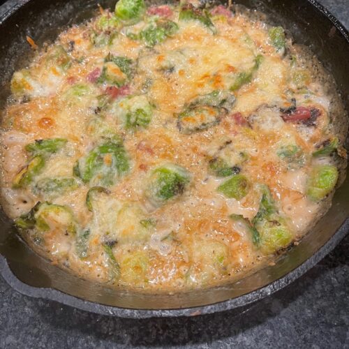 Finished Brussels sprouts gratin