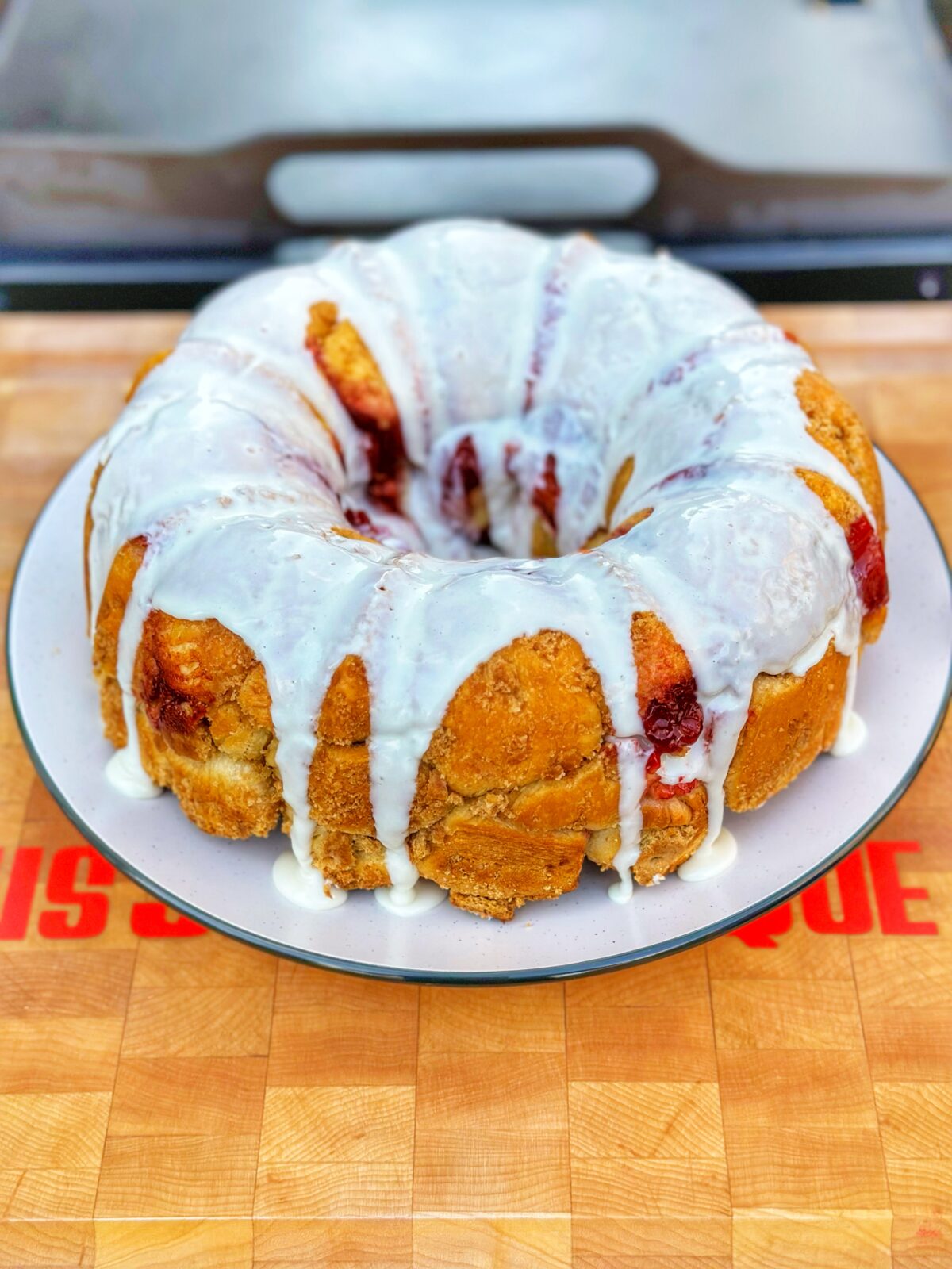 Cherry Cheesecake Monkey Bread finished and ready to enjoy.